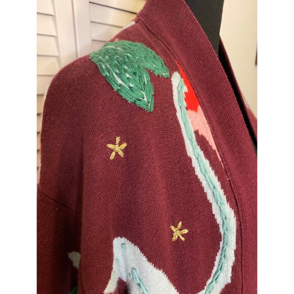 ANTHROPOLOGIE Embroidered floral Long OS Open Long Sweater Red
Cotton Blend - Picture 6 of 10